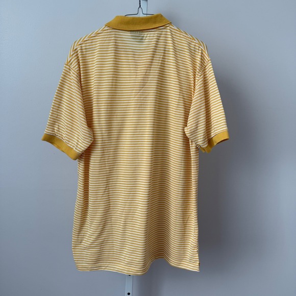 Pacific Polo Club Mens XL Yellow Stripe Short Sleeve Polo Shirt Embroidered Logo - Picture 6 of 6